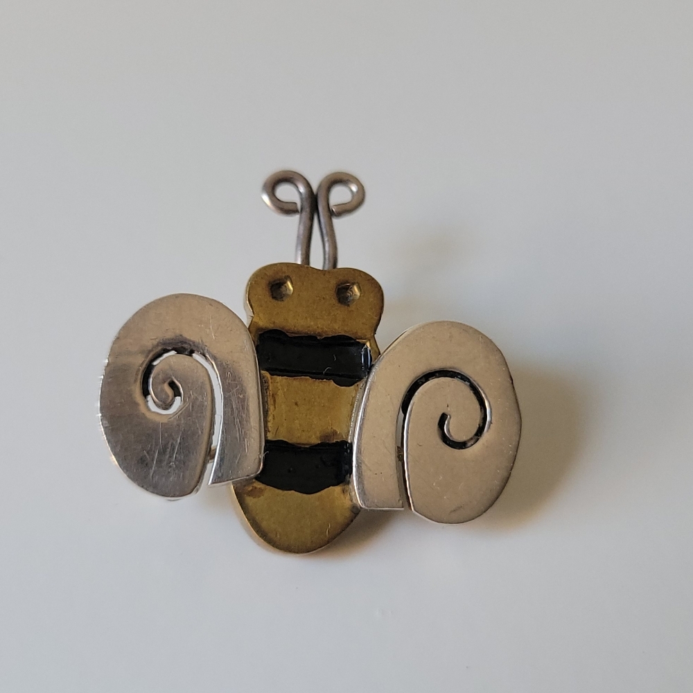 Vintage Mexican 925 Silver Bee Pendant and Brooch
